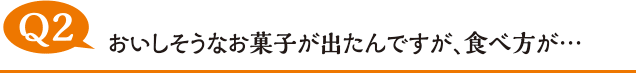 おいしそうなお菓子が出たんですが、食べ方が…