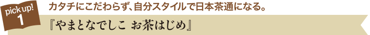 pick up!1 カタチにこだわらず、自分スタイルで日本茶通になる。 『やまとなでしこ お茶はじめ』